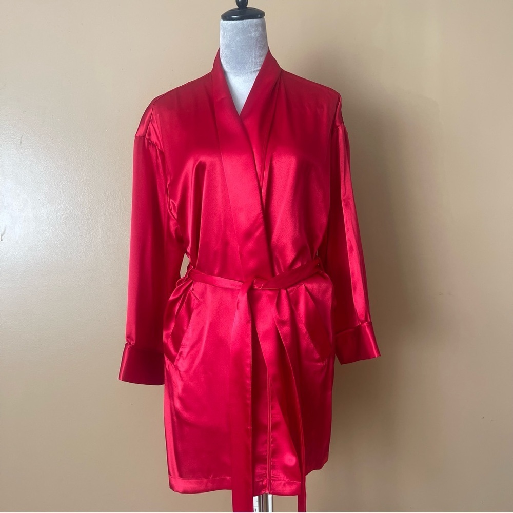 Victoria's Secret 1980-1990s gold label Scarlet Satin Robe